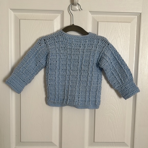 Crocheted Baby Sweater With Base Ball Buttons | 6-12 Months - Picture 2 of 3